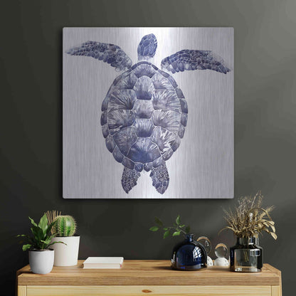 Luxe Metal Art 'Marine Turtle I' by Grace Popp, Metal Wall Art,24x24