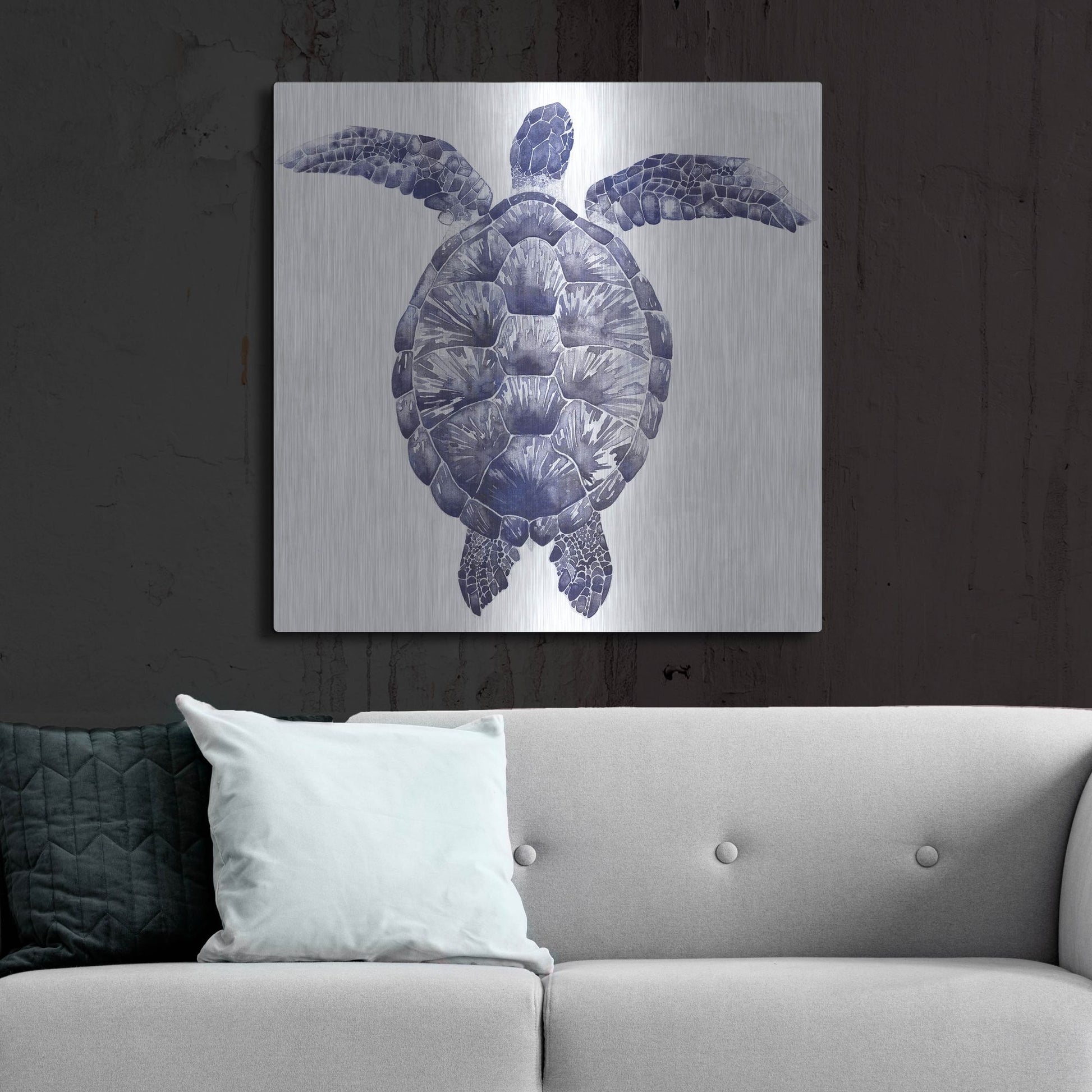 Luxe Metal Art 'Marine Turtle I' by Grace Popp, Metal Wall Art,36x36