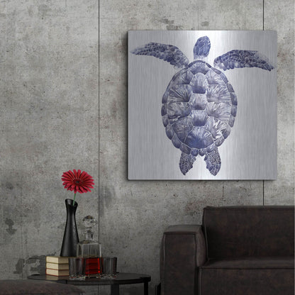Luxe Metal Art 'Marine Turtle I' by Grace Popp, Metal Wall Art,36x36