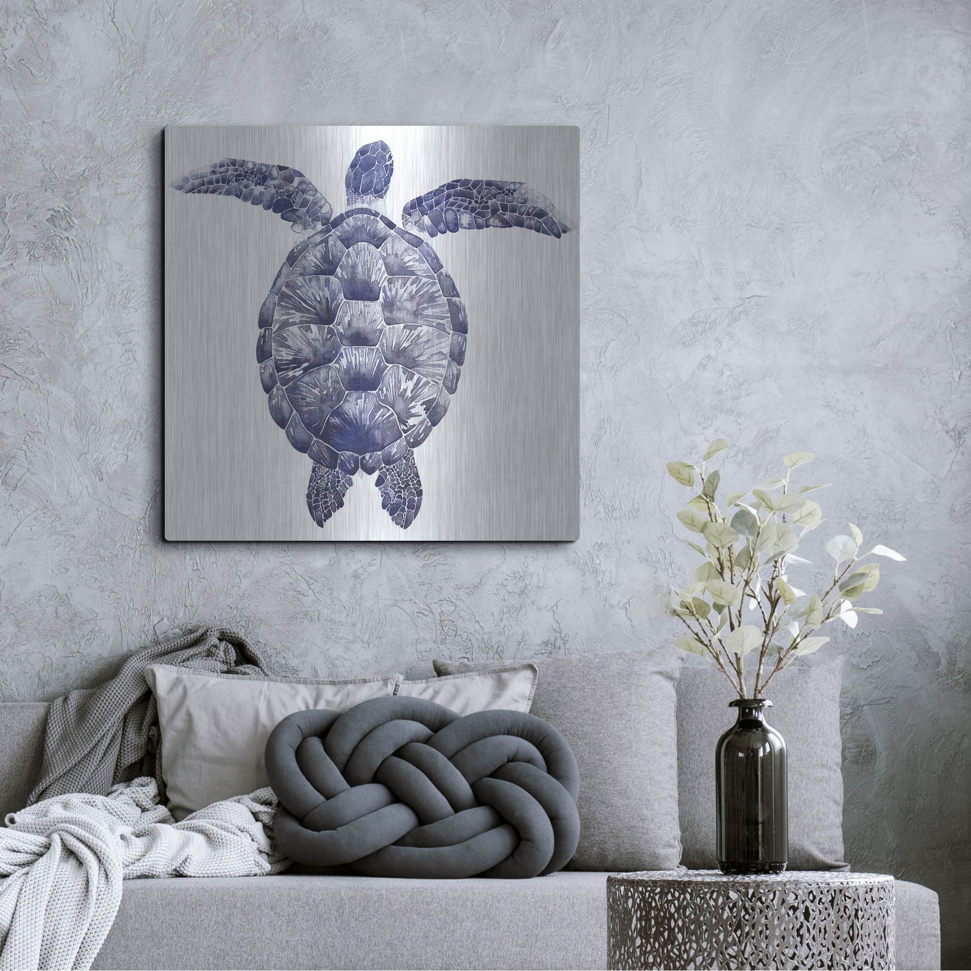 Luxe Metal Art 'Marine Turtle I' by Grace Popp, Metal Wall Art,36x36