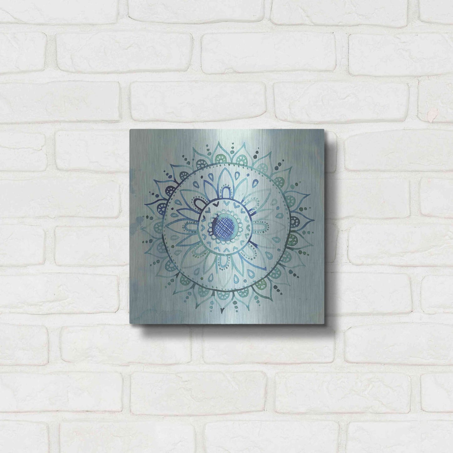 Luxe Metal Art 'Watercolor Mandala I' by Grace Popp, Metal Wall Art,12x12