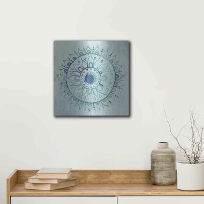 Luxe Metal Art 'Watercolor Mandala I' by Grace Popp, Metal Wall Art,12x12