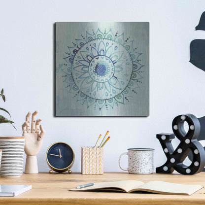 Luxe Metal Art 'Watercolor Mandala I' by Grace Popp, Metal Wall Art,12x12