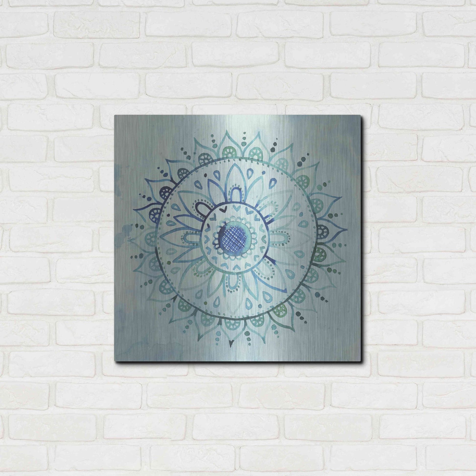 Luxe Metal Art 'Watercolor Mandala I' by Grace Popp, Metal Wall Art,24x24
