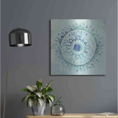 Luxe Metal Art 'Watercolor Mandala I' by Grace Popp, Metal Wall Art,24x24