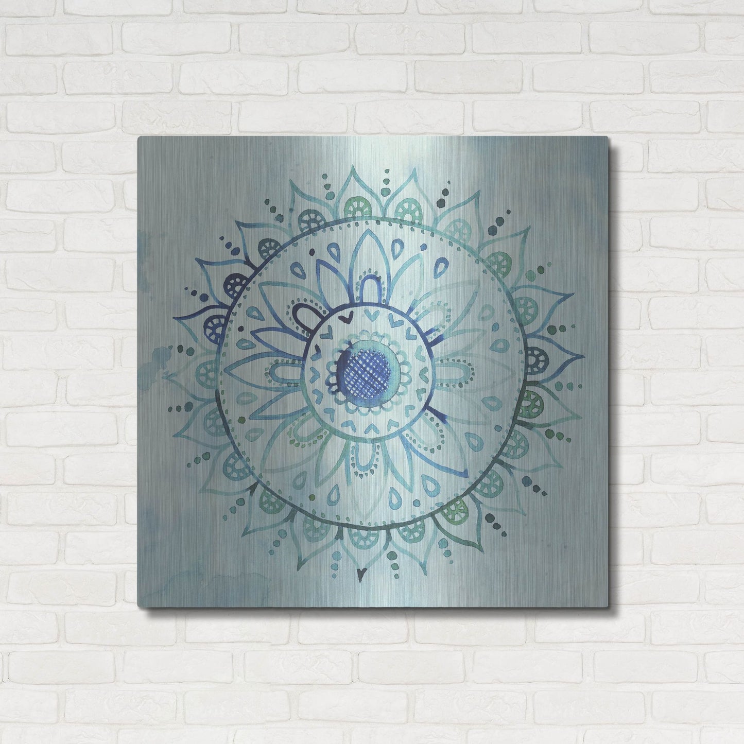 Luxe Metal Art 'Watercolor Mandala I' by Grace Popp, Metal Wall Art,36x36