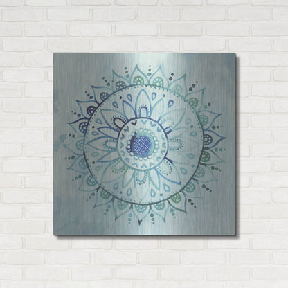 Luxe Metal Art 'Watercolor Mandala I' by Grace Popp, Metal Wall Art,36x36