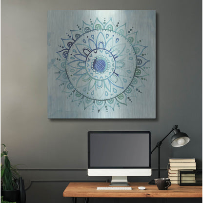 Luxe Metal Art 'Watercolor Mandala I' by Grace Popp, Metal Wall Art,36x36
