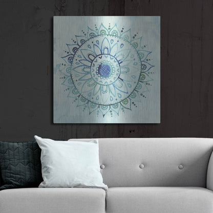 Luxe Metal Art 'Watercolor Mandala I' by Grace Popp, Metal Wall Art,36x36