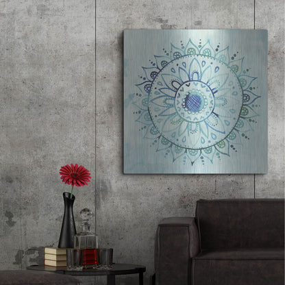 Luxe Metal Art 'Watercolor Mandala I' by Grace Popp, Metal Wall Art,36x36