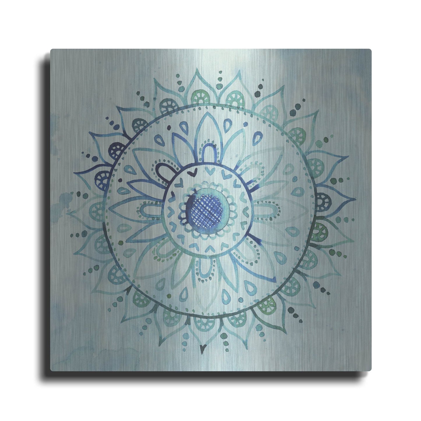 Luxe Metal Art 'Watercolor Mandala I' by Grace Popp, Metal Wall Art