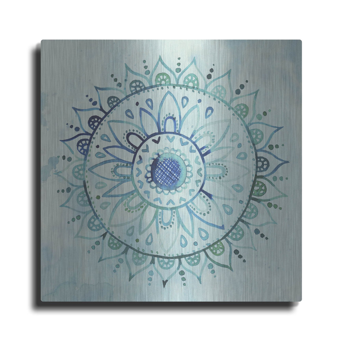 Luxe Metal Art 'Watercolor Mandala I' by Grace Popp, Metal Wall Art