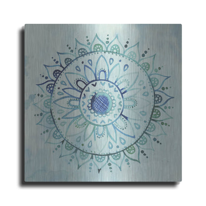Luxe Metal Art 'Watercolor Mandala I' by Grace Popp, Metal Wall Art