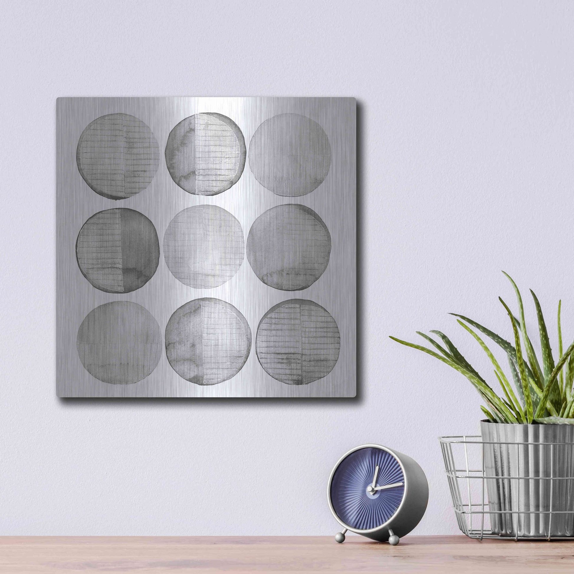 Luxe Metal Art 'Soft Circles I' by Grace Popp, Metal Wall Art,12x12