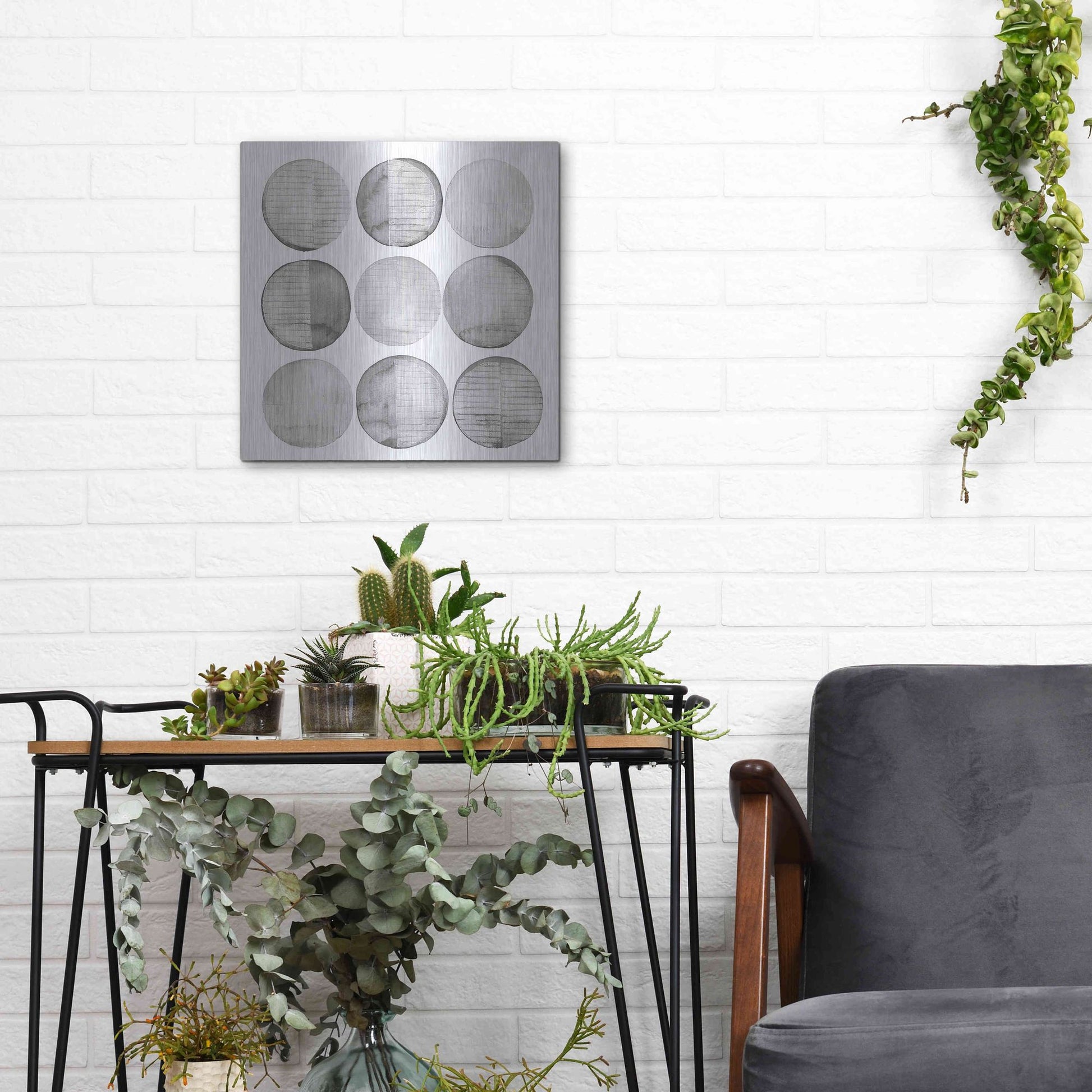 Luxe Metal Art 'Soft Circles I' by Grace Popp, Metal Wall Art,12x12