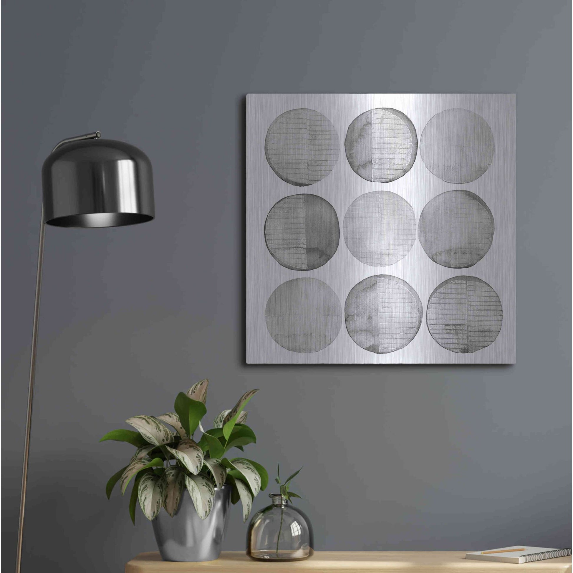 Luxe Metal Art 'Soft Circles I' by Grace Popp, Metal Wall Art,24x24