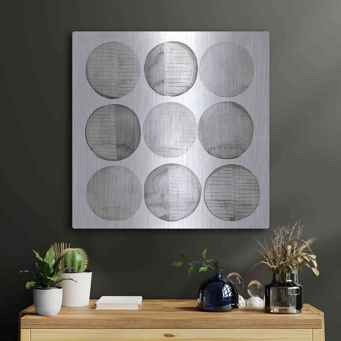 Luxe Metal Art 'Soft Circles I' by Grace Popp, Metal Wall Art,24x24