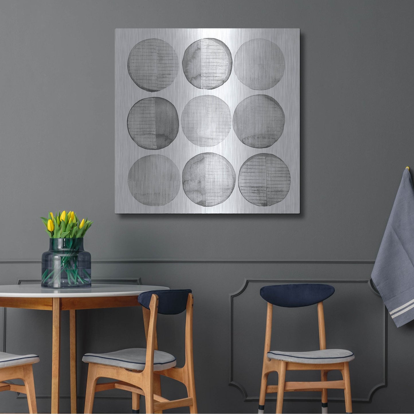 Luxe Metal Art 'Soft Circles I' by Grace Popp, Metal Wall Art,36x36