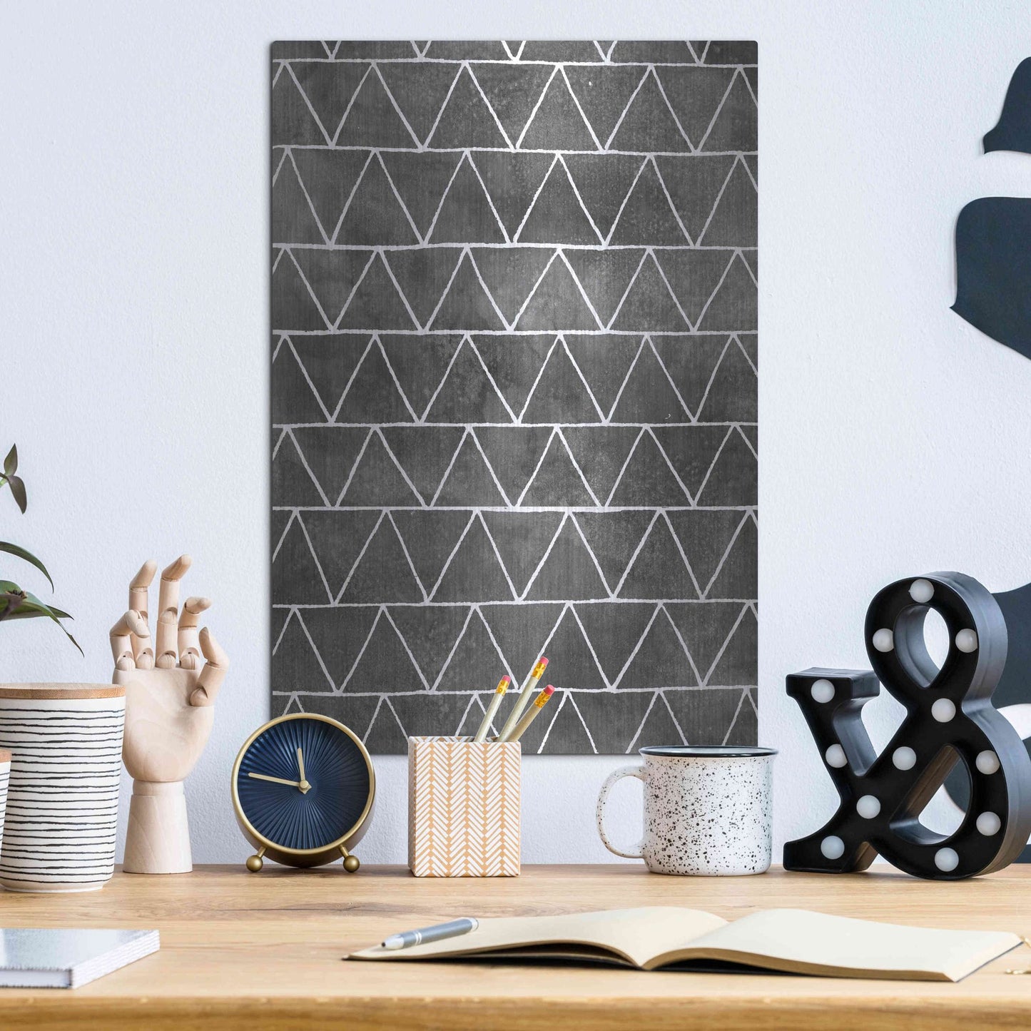 Luxe Metal Art 'Modern Monochrome II' by Grace Popp, Metal Wall Art,12x16