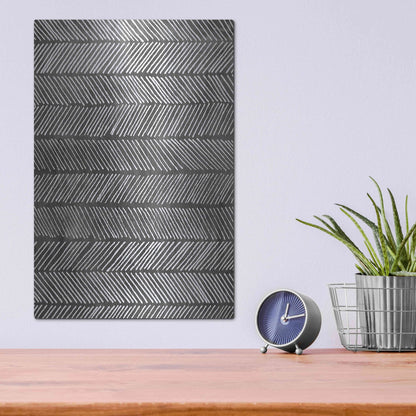 Luxe Metal Art 'Modern Monochrome I' by Grace Popp, Metal Wall Art,12x16