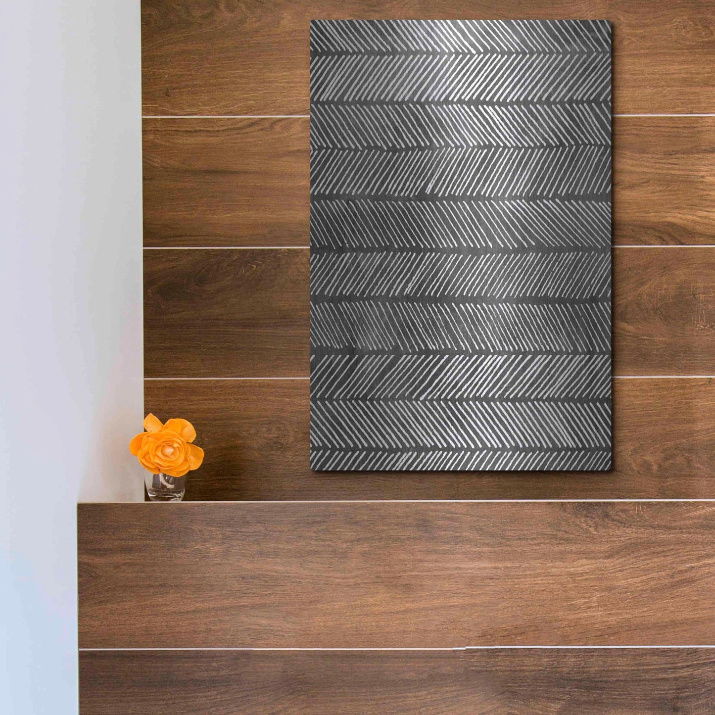 Luxe Metal Art 'Modern Monochrome I' by Grace Popp, Metal Wall Art,12x16