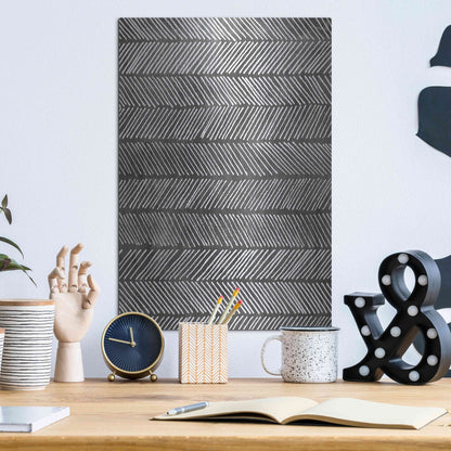 Luxe Metal Art 'Modern Monochrome I' by Grace Popp, Metal Wall Art,12x16
