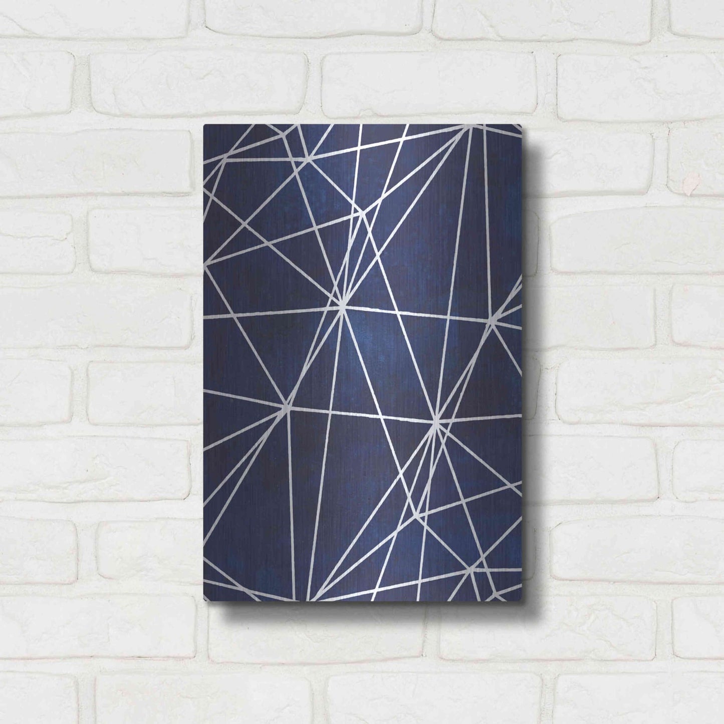Luxe Metal Art 'Indigo Pattern V' by Grace Popp, Metal Wall Art,12x16