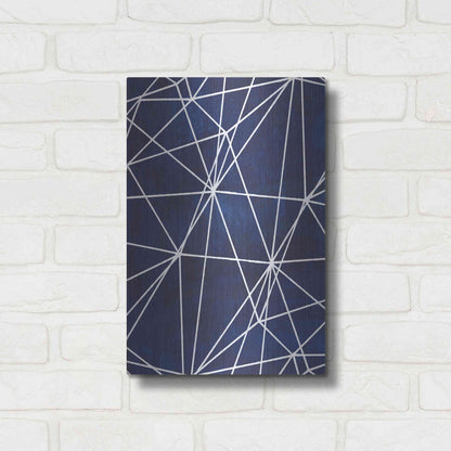 Luxe Metal Art 'Indigo Pattern V' by Grace Popp, Metal Wall Art,12x16