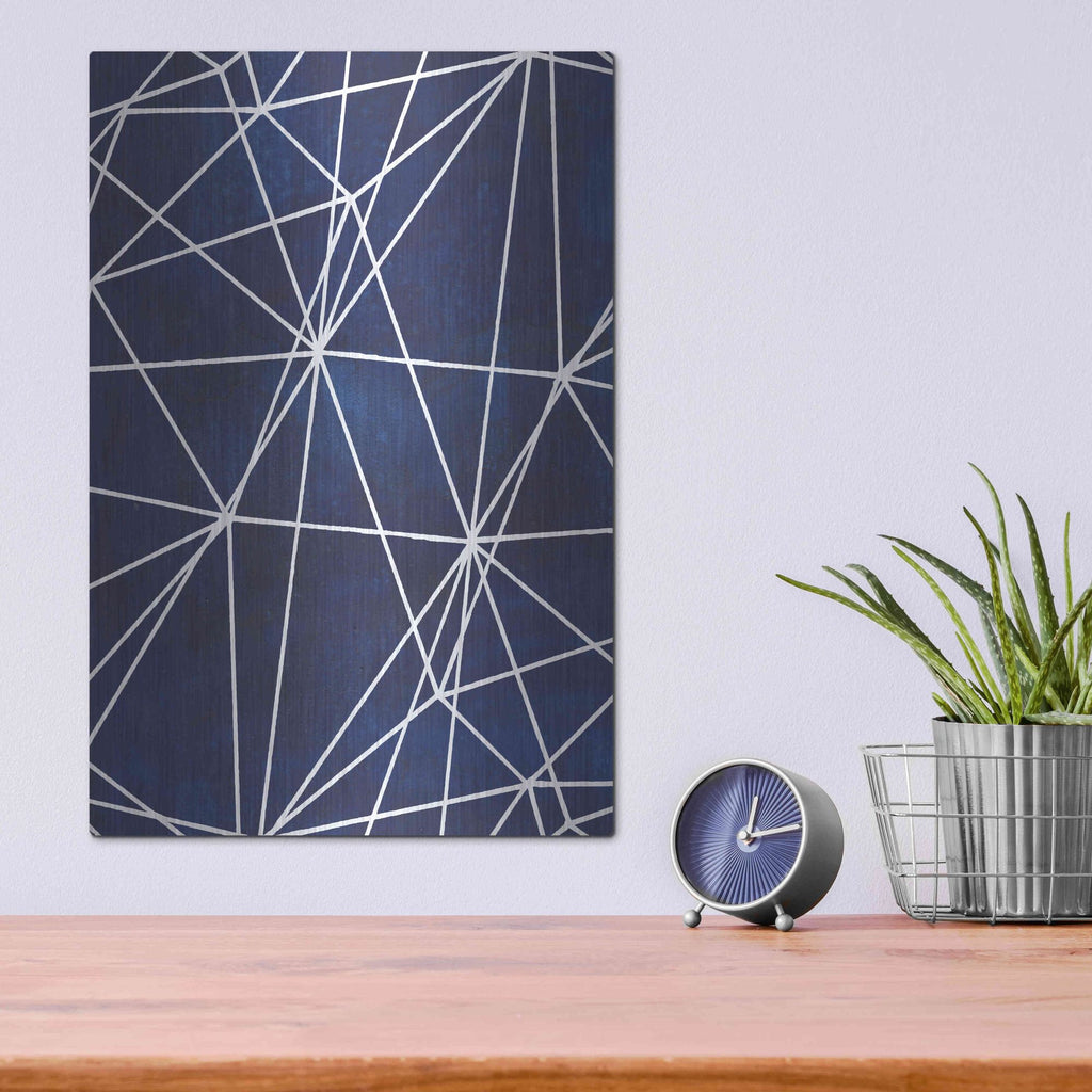 Luxe Metal Art 'Indigo Pattern V' by Grace Popp, Metal Wall Art,12x16