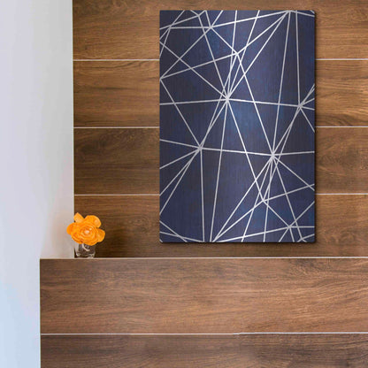 Luxe Metal Art 'Indigo Pattern V' by Grace Popp, Metal Wall Art,12x16