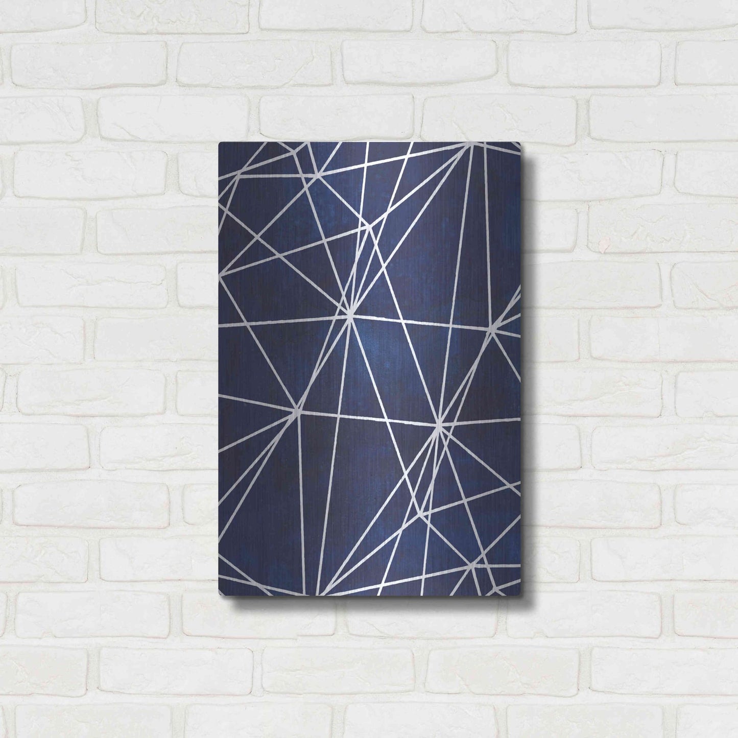 Luxe Metal Art 'Indigo Pattern V' by Grace Popp, Metal Wall Art,16x24