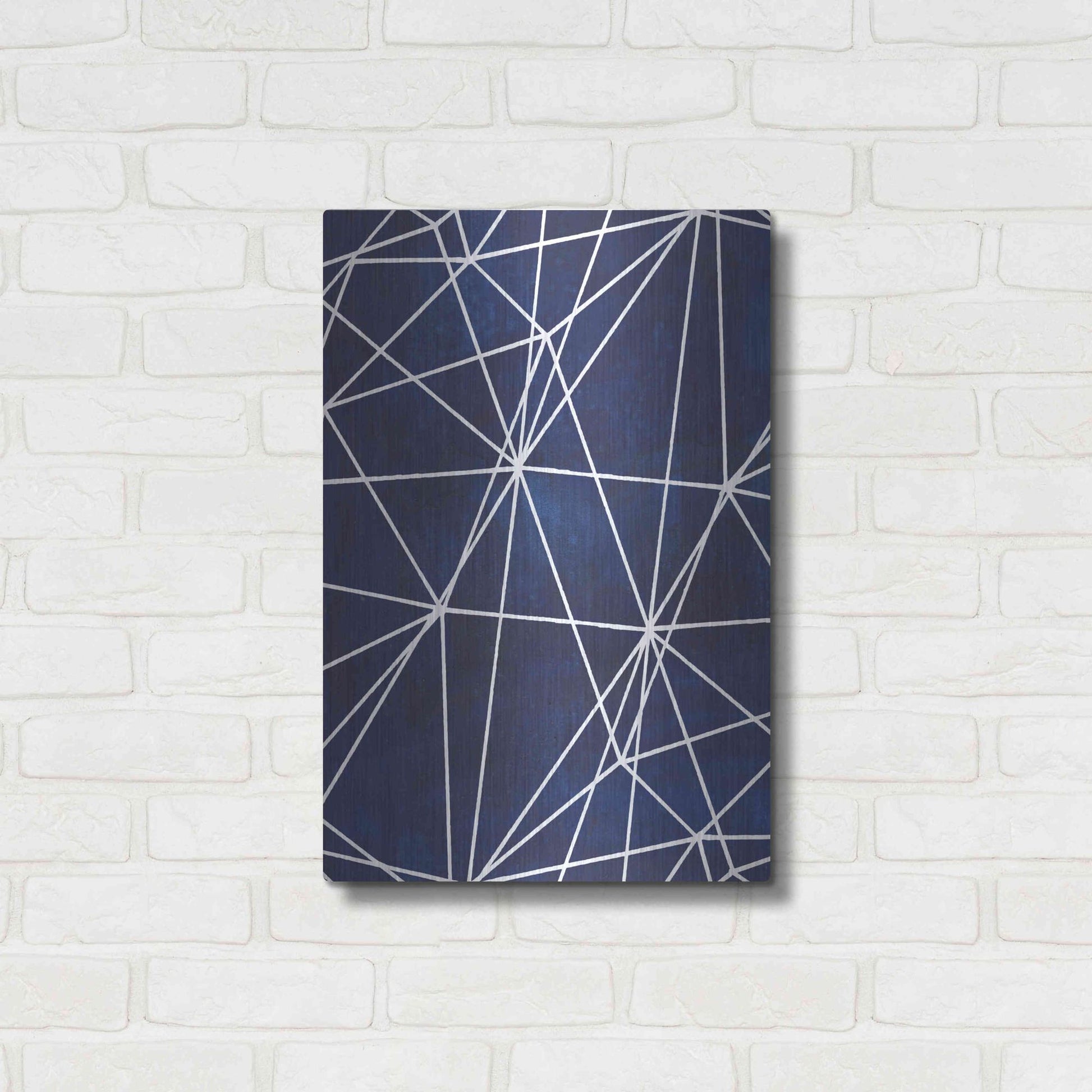 Luxe Metal Art 'Indigo Pattern V' by Grace Popp, Metal Wall Art,16x24