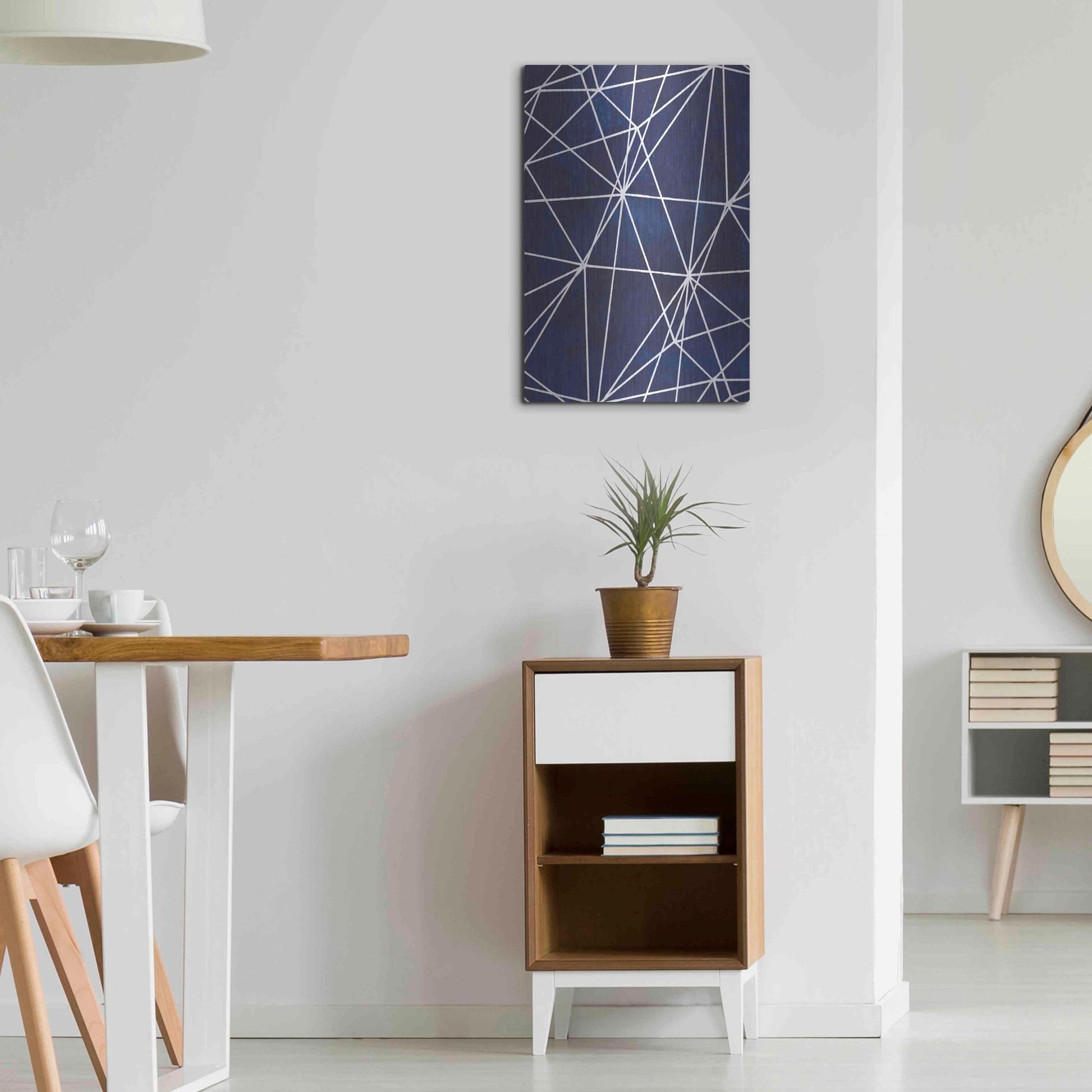 Luxe Metal Art 'Indigo Pattern V' by Grace Popp, Metal Wall Art,16x24