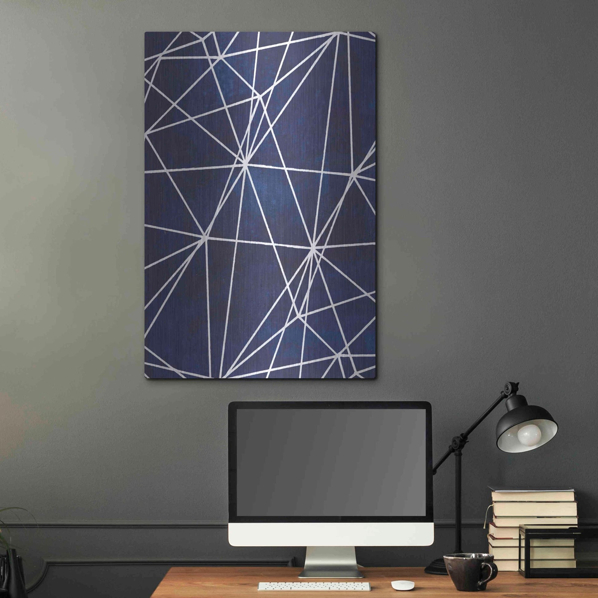 Luxe Metal Art 'Indigo Pattern V' by Grace Popp, Metal Wall Art,24x36