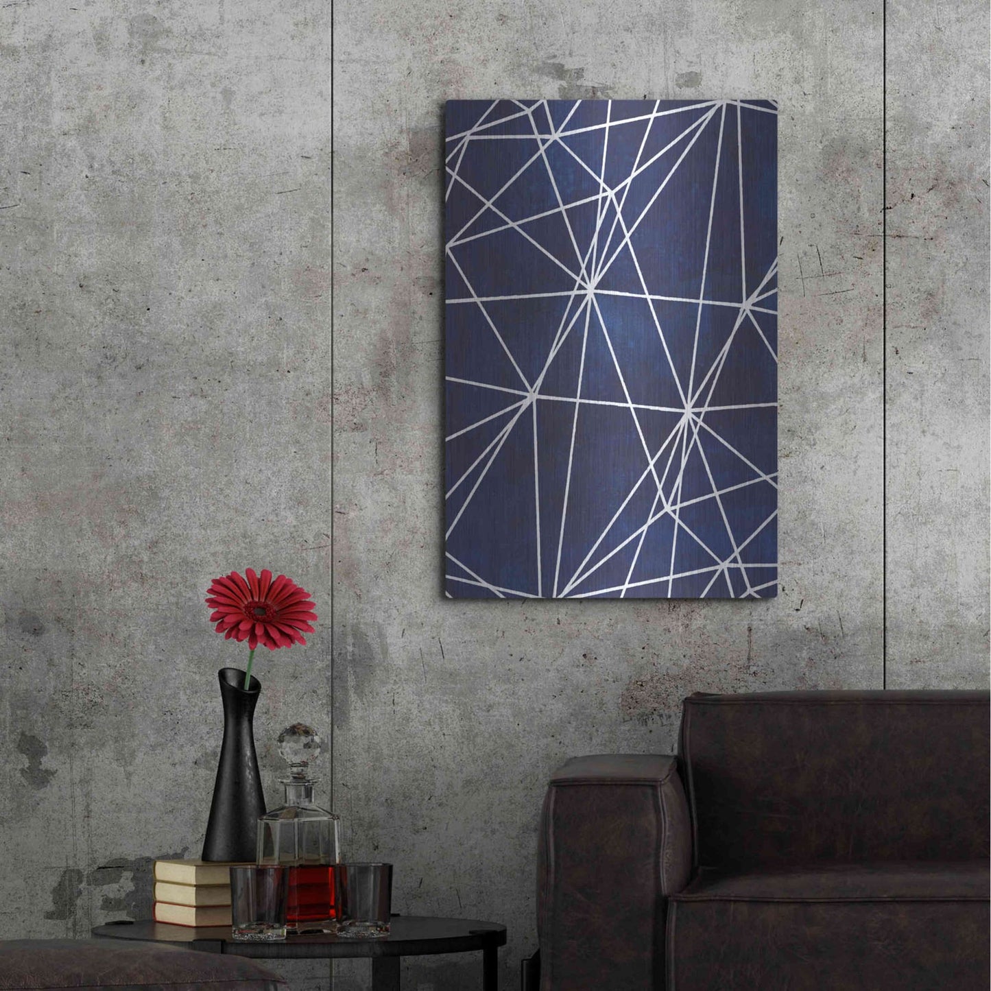 Luxe Metal Art 'Indigo Pattern V' by Grace Popp, Metal Wall Art,24x36
