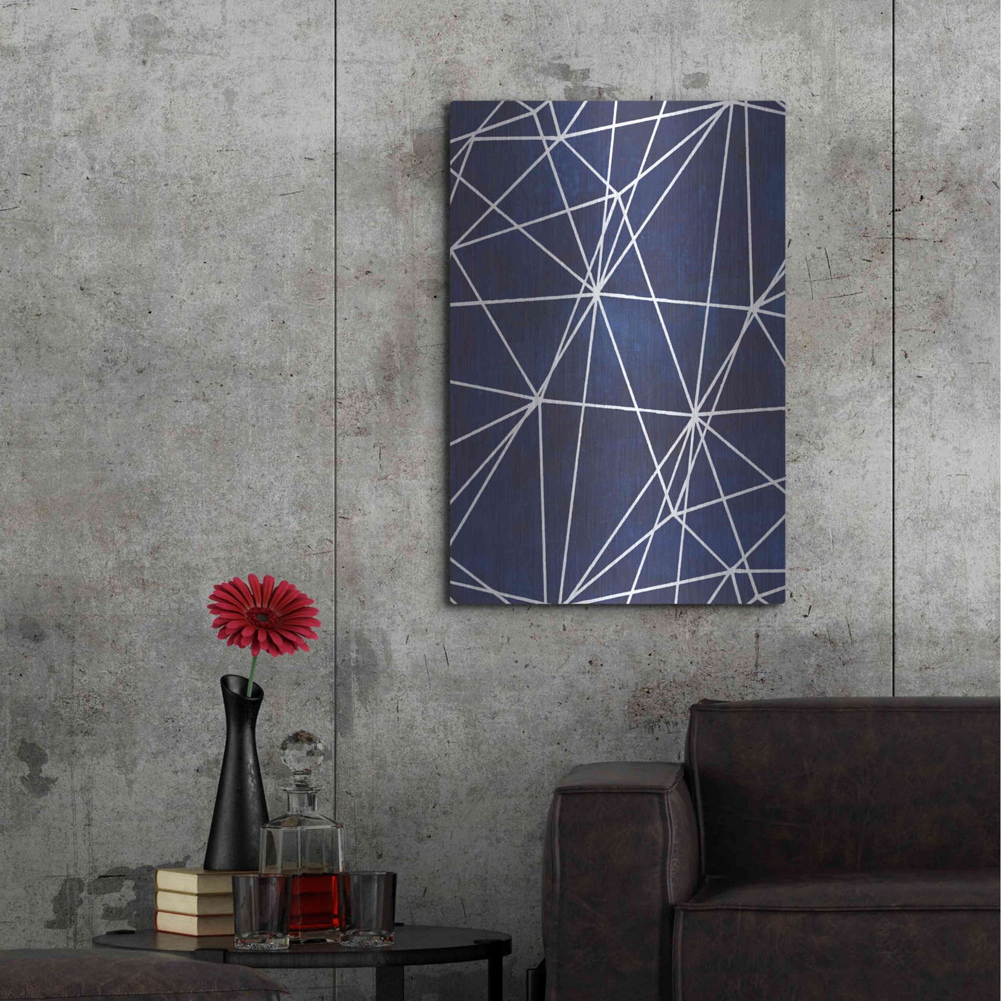 Luxe Metal Art 'Indigo Pattern V' by Grace Popp, Metal Wall Art,24x36