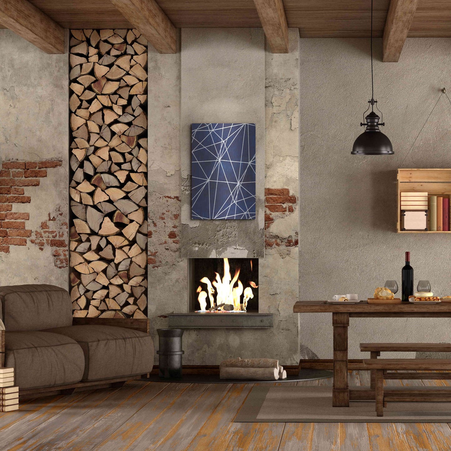 Luxe Metal Art 'Indigo Pattern V' by Grace Popp, Metal Wall Art,24x36