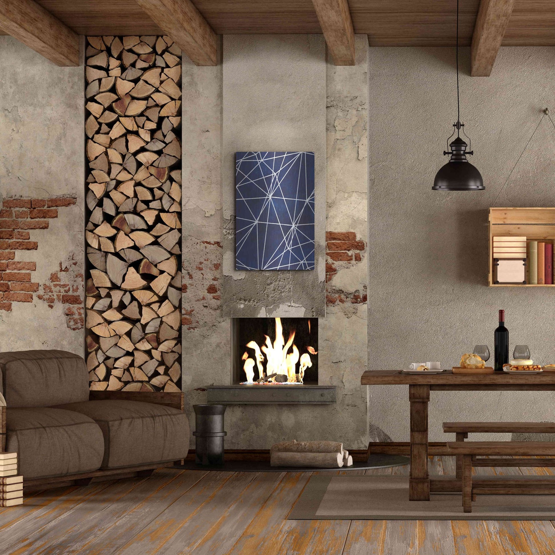 Luxe Metal Art 'Indigo Pattern V' by Grace Popp, Metal Wall Art,24x36