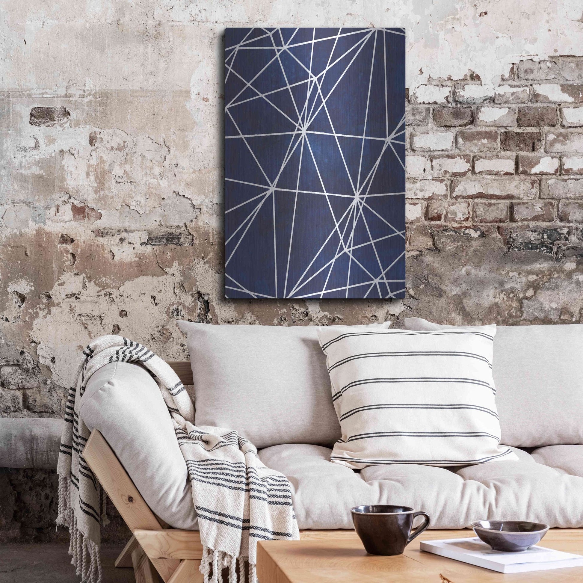 Luxe Metal Art 'Indigo Pattern V' by Grace Popp, Metal Wall Art,24x36