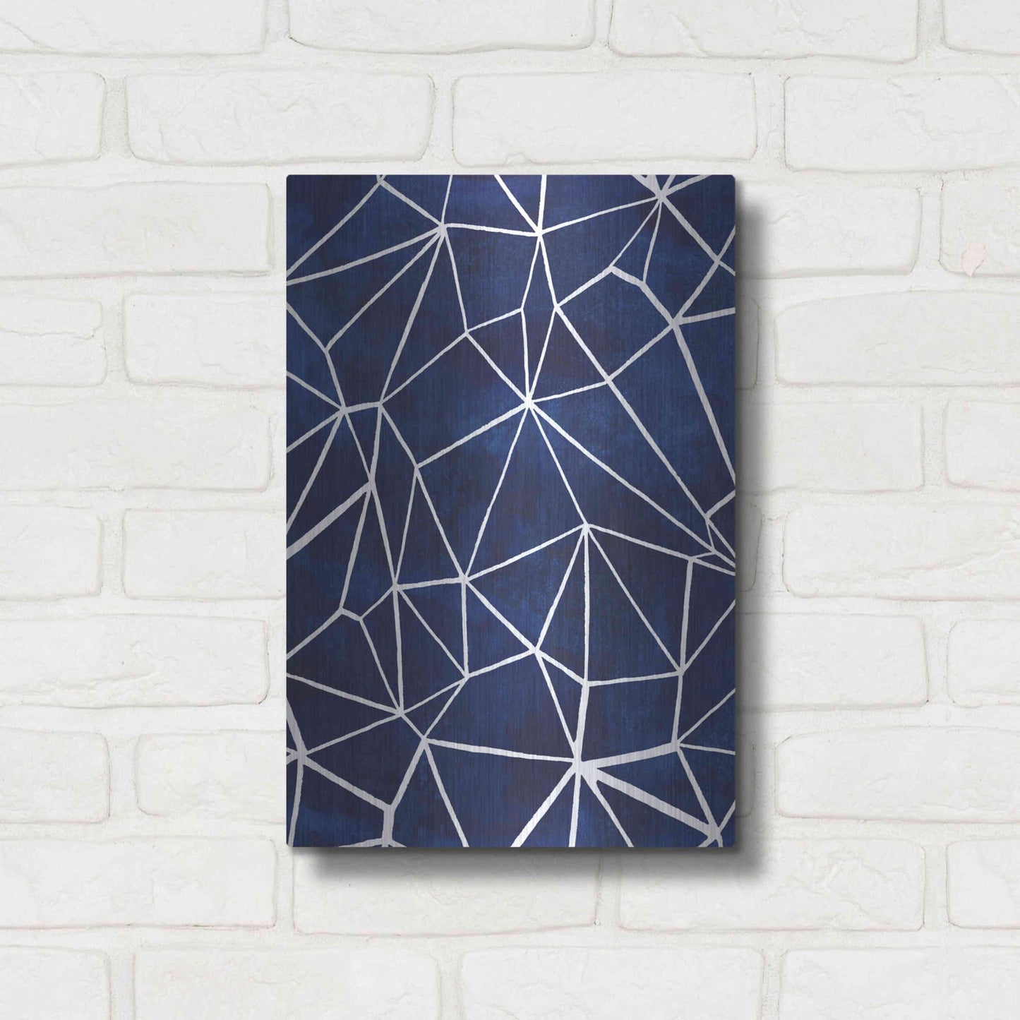 Luxe Metal Art 'Indigo Pattern III' by Grace Popp, Metal Wall Art,12x16