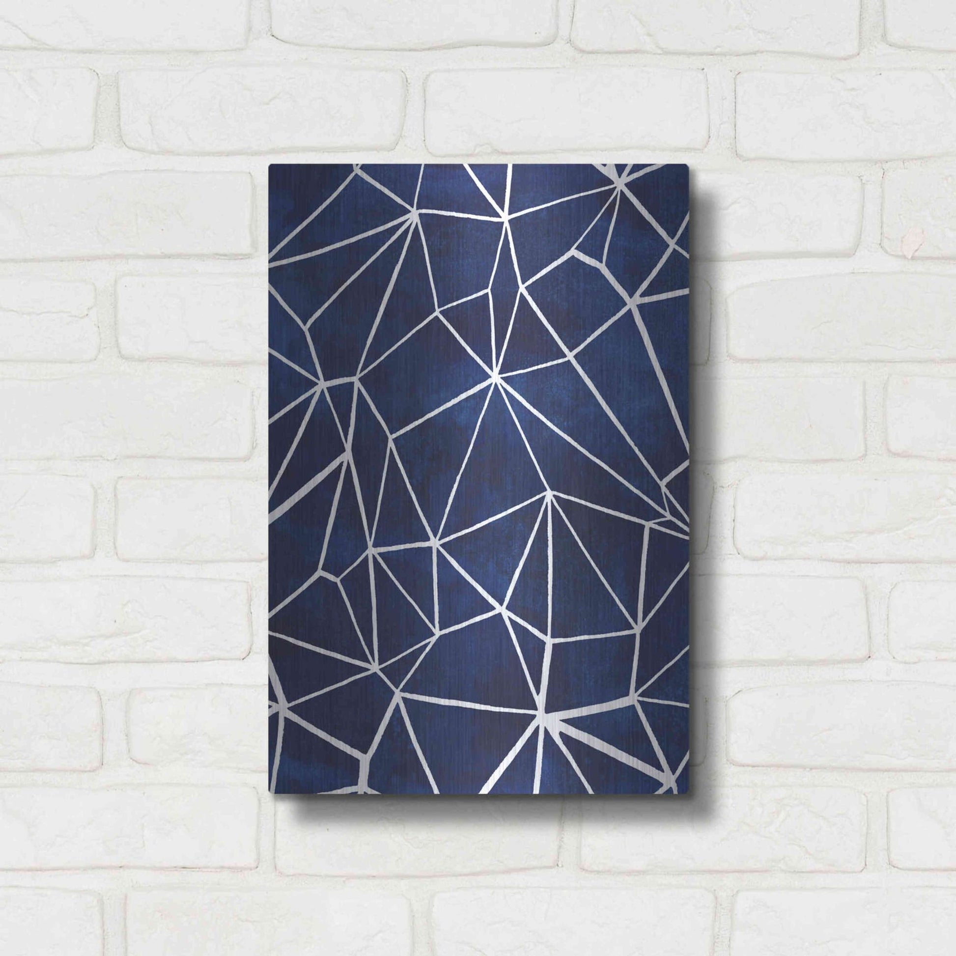 Luxe Metal Art 'Indigo Pattern III' by Grace Popp, Metal Wall Art,12x16