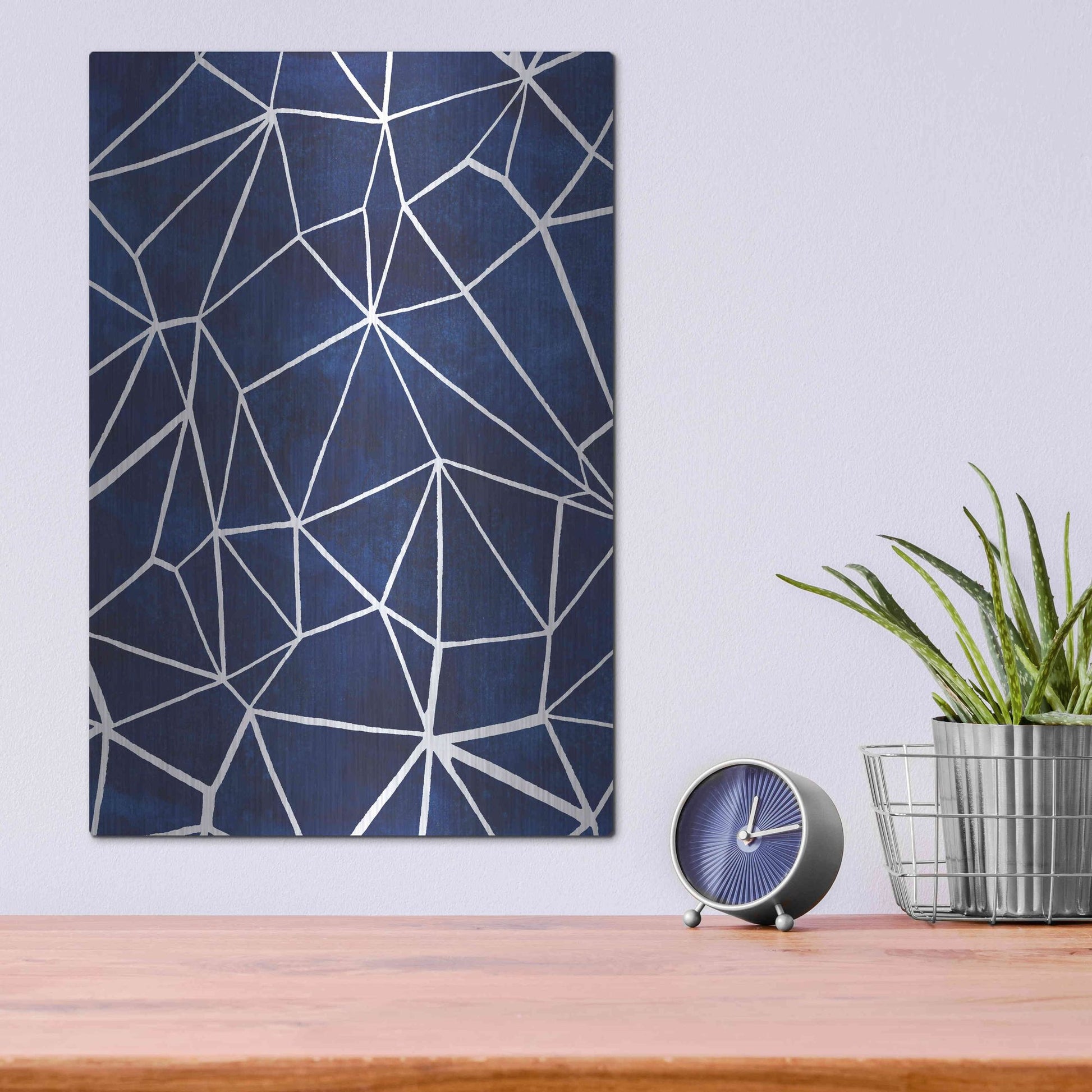 Luxe Metal Art 'Indigo Pattern III' by Grace Popp, Metal Wall Art,12x16
