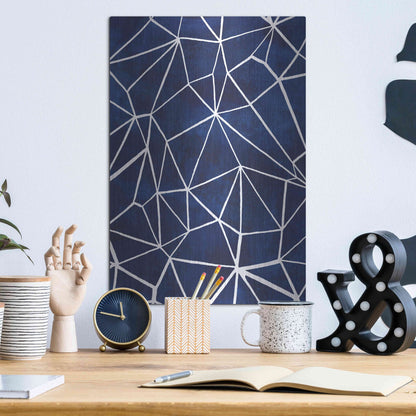 Luxe Metal Art 'Indigo Pattern III' by Grace Popp, Metal Wall Art,12x16