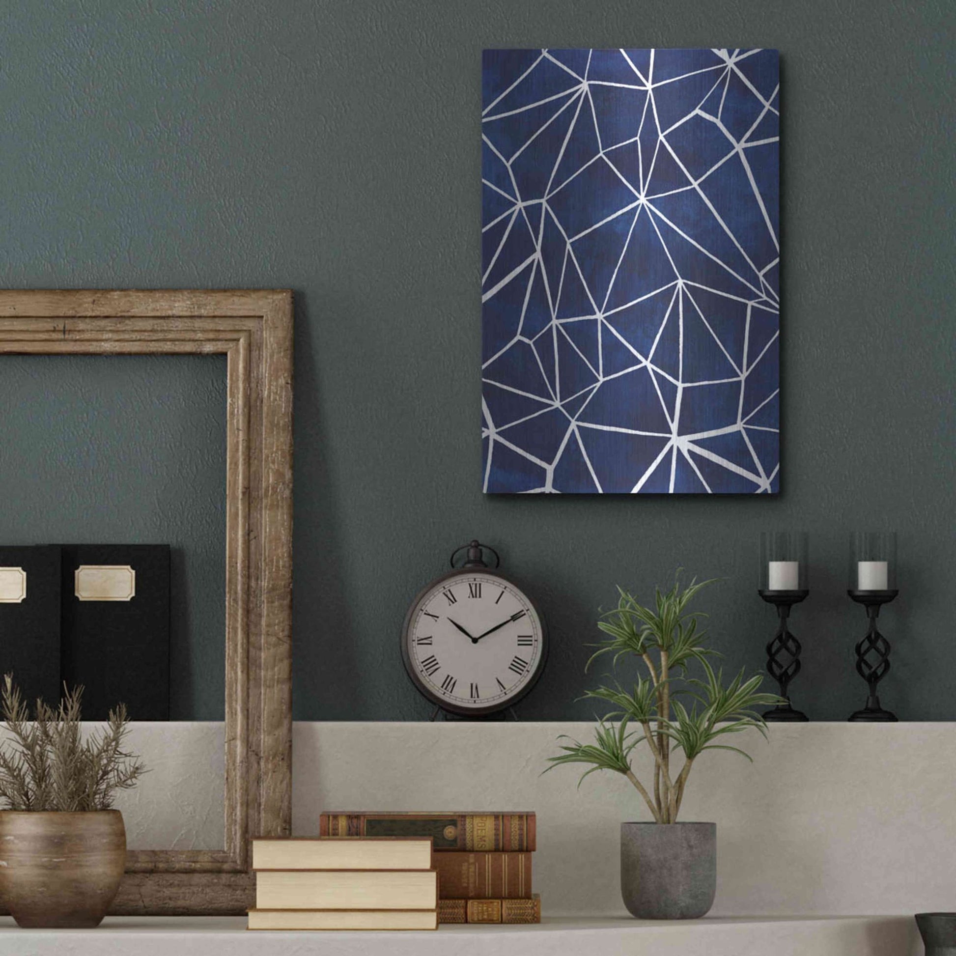 Luxe Metal Art 'Indigo Pattern III' by Grace Popp, Metal Wall Art,12x16