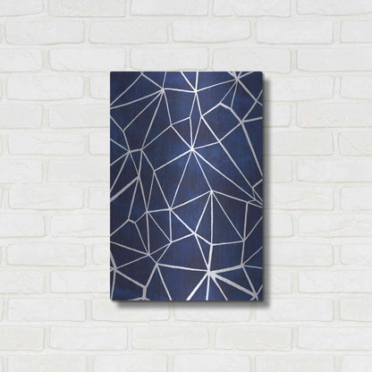 Luxe Metal Art 'Indigo Pattern III' by Grace Popp, Metal Wall Art,16x24