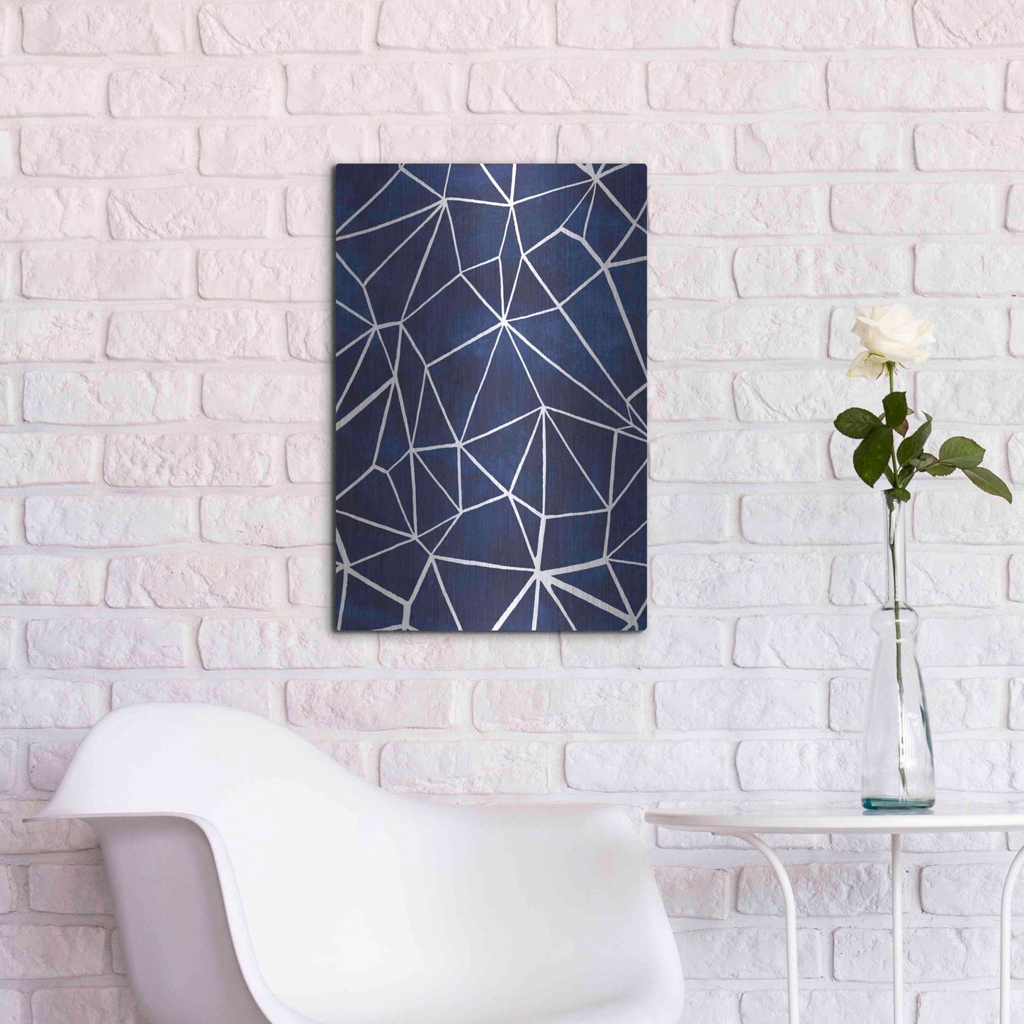 Luxe Metal Art 'Indigo Pattern III' by Grace Popp, Metal Wall Art,16x24