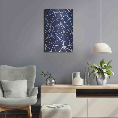 Luxe Metal Art 'Indigo Pattern III' by Grace Popp, Metal Wall Art,16x24