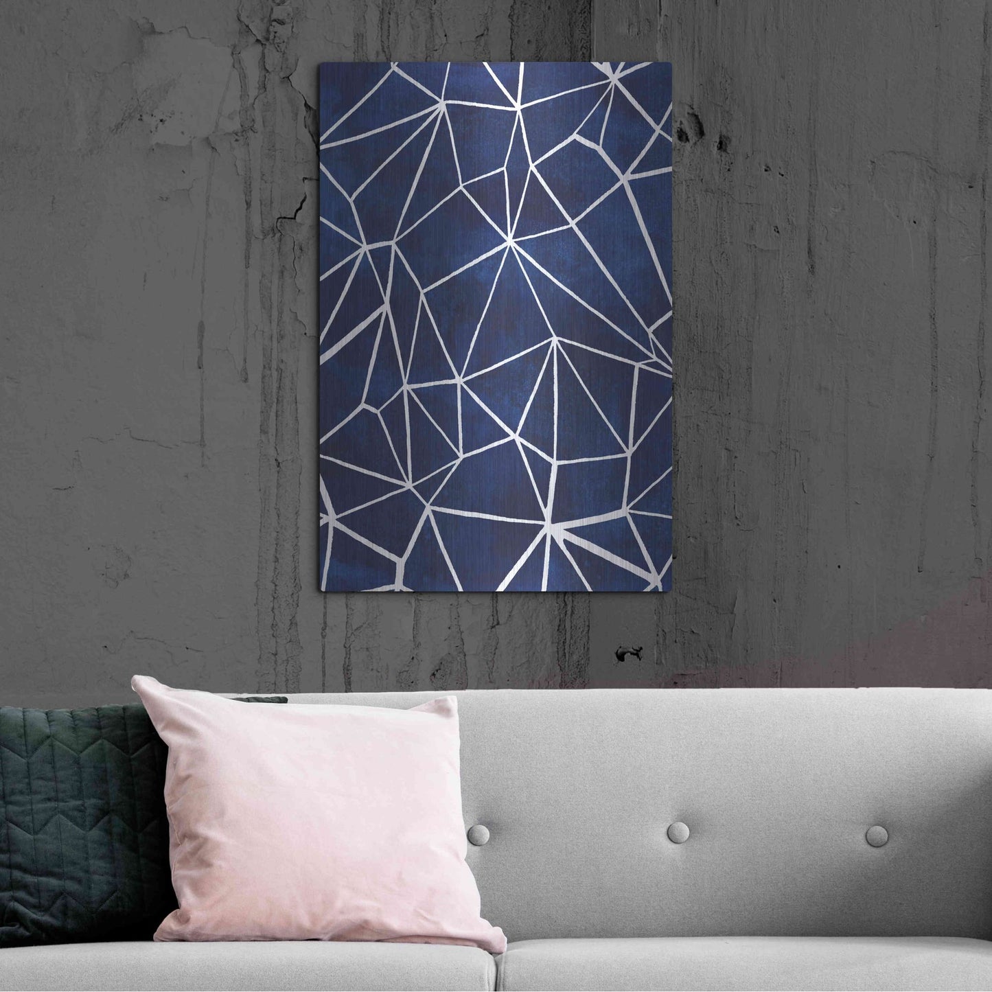 Luxe Metal Art 'Indigo Pattern III' by Grace Popp, Metal Wall Art,24x36