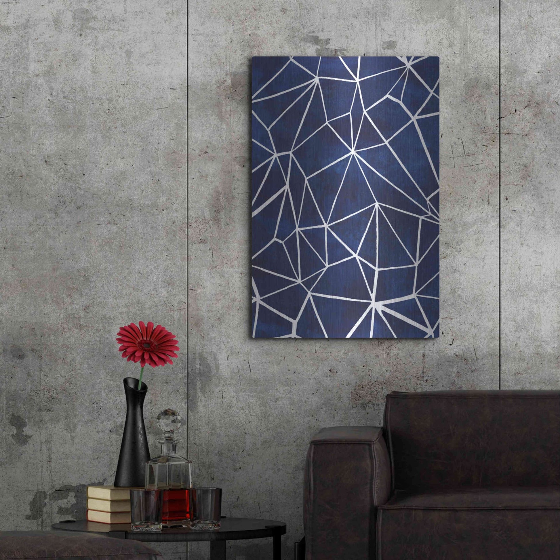 Luxe Metal Art 'Indigo Pattern III' by Grace Popp, Metal Wall Art,24x36