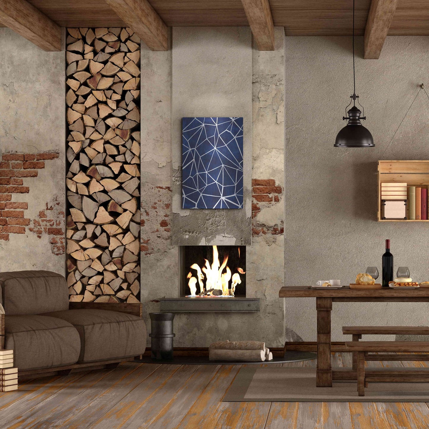 Luxe Metal Art 'Indigo Pattern III' by Grace Popp, Metal Wall Art,24x36